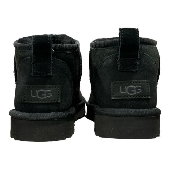 UGG Women's Classic Ultra Mini 3.5" Shaft Suede & Sheepskin Lined Boot - Black - Picture 5 of 6